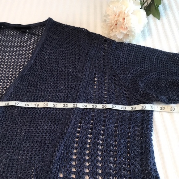 Lane Bryant Open Stitch Open Front Crochet Knit Navy Blue Cardigan Size 26/28 - Picture 10 of 12